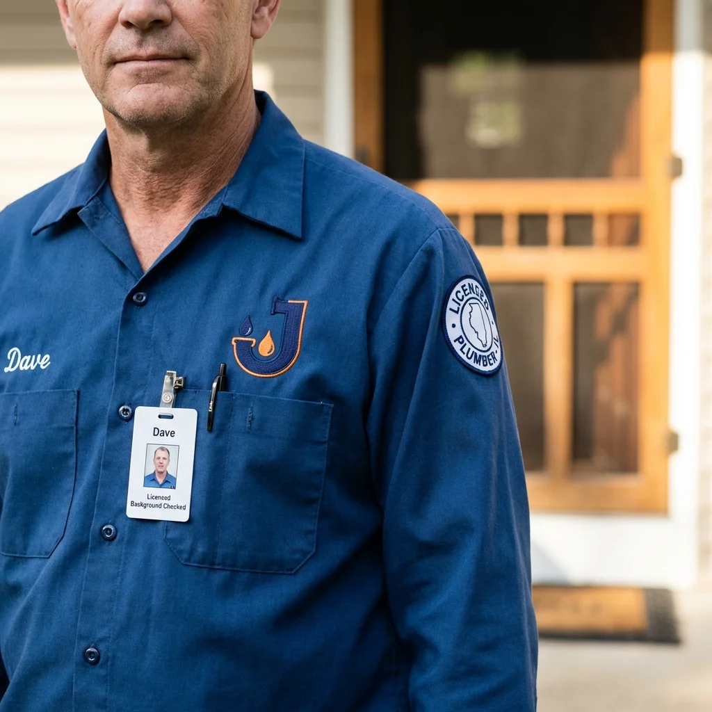 Licensed plumber showing ID badge in Sun City West, AZ