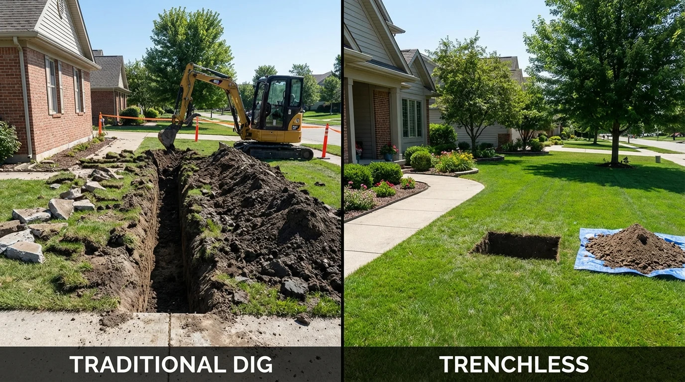 Trenchless sewer repair with minimal yard damage versus traditional excavation in Sun City West, AZ